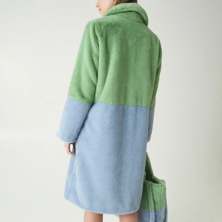 Damen-Mantel aus Kunstfell, warm, mittellang