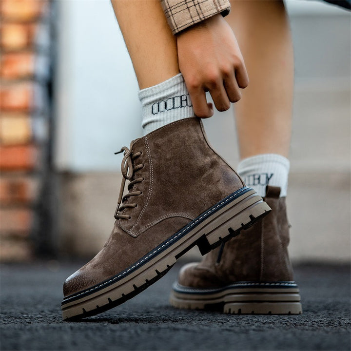 Herren-Lederstiefel mit seitlichem Reißverschluss