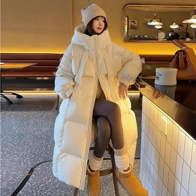 Lange Damen-Winterjacke im koreanischen Stil
