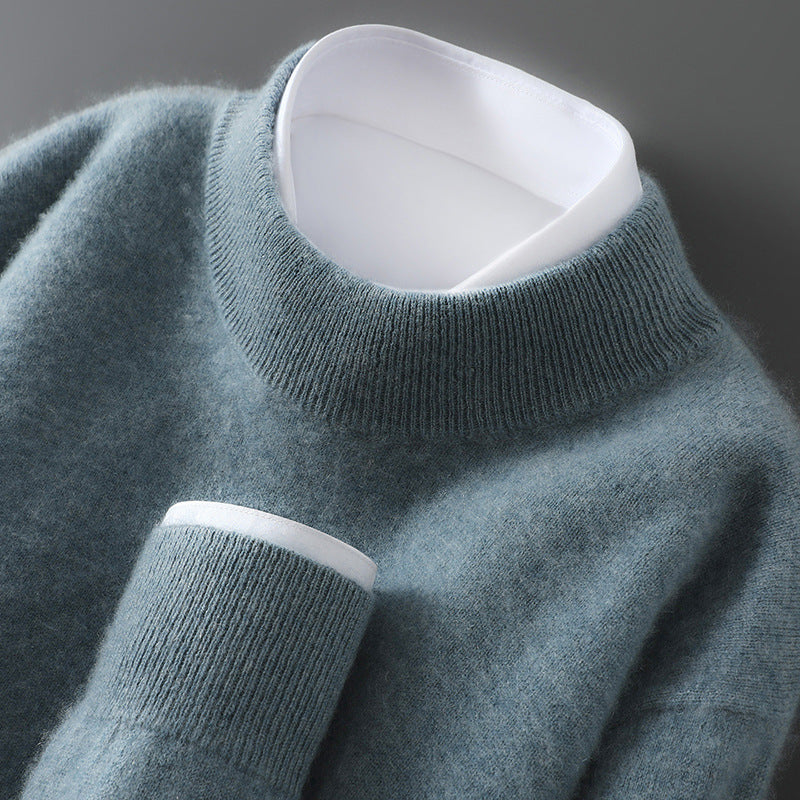 Herren-Wollpullover mit Stehkragen, 100% Wolle