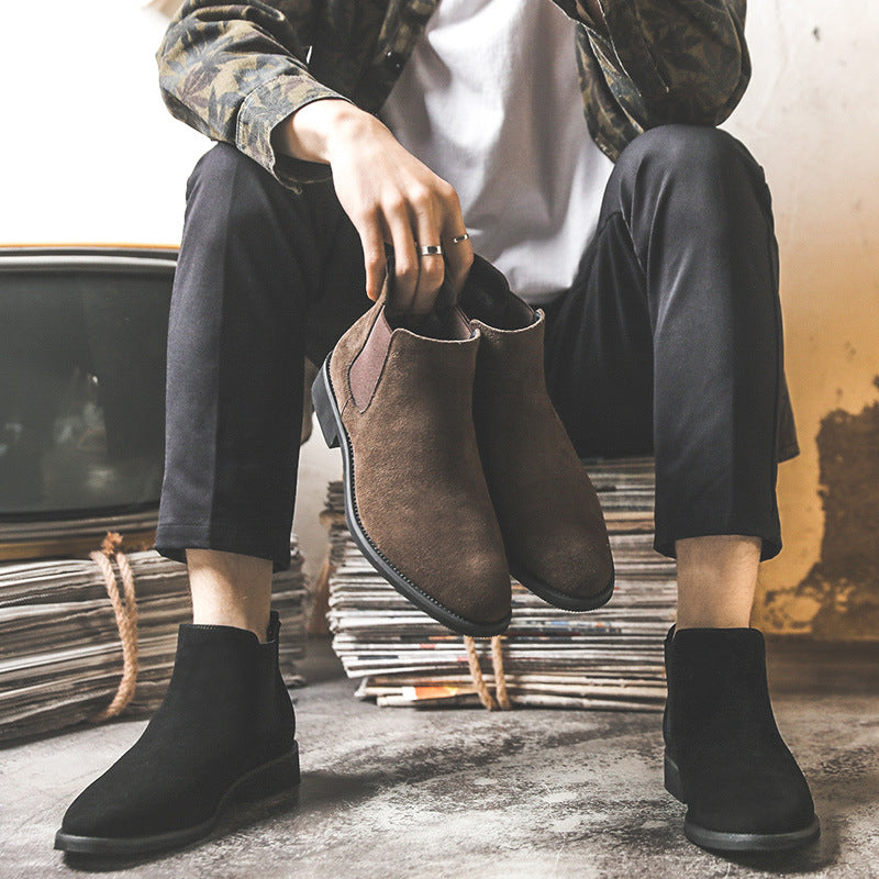 Herren-Chelsea-Boots, Leder, gefüttert, S18-J
