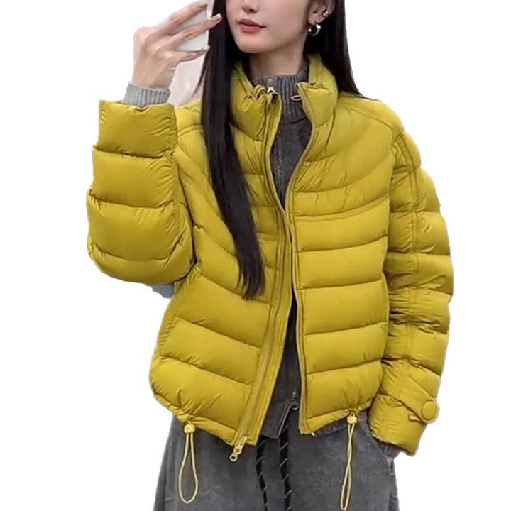 Kurze Damen-Daunenjacke mit Stehkragen