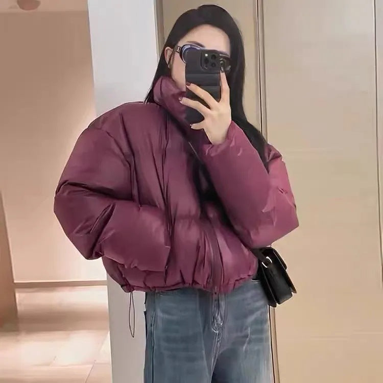 Kurze Damen-Steppjacke mit Stehkragen, gefüttert
