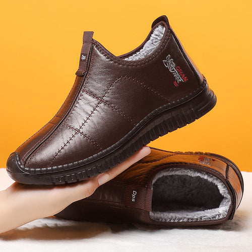 Gefütterte Herren-Kurzstiefel aus Kunstleder, warm und bequem