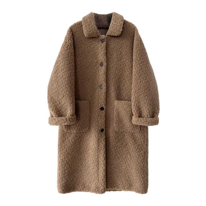 Langer Damen-Lammfell-Mantel, koreanischer Stil