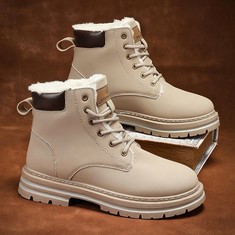 Gefütterte Herren-Winterstiefel, mittelhoher Schaft, warm