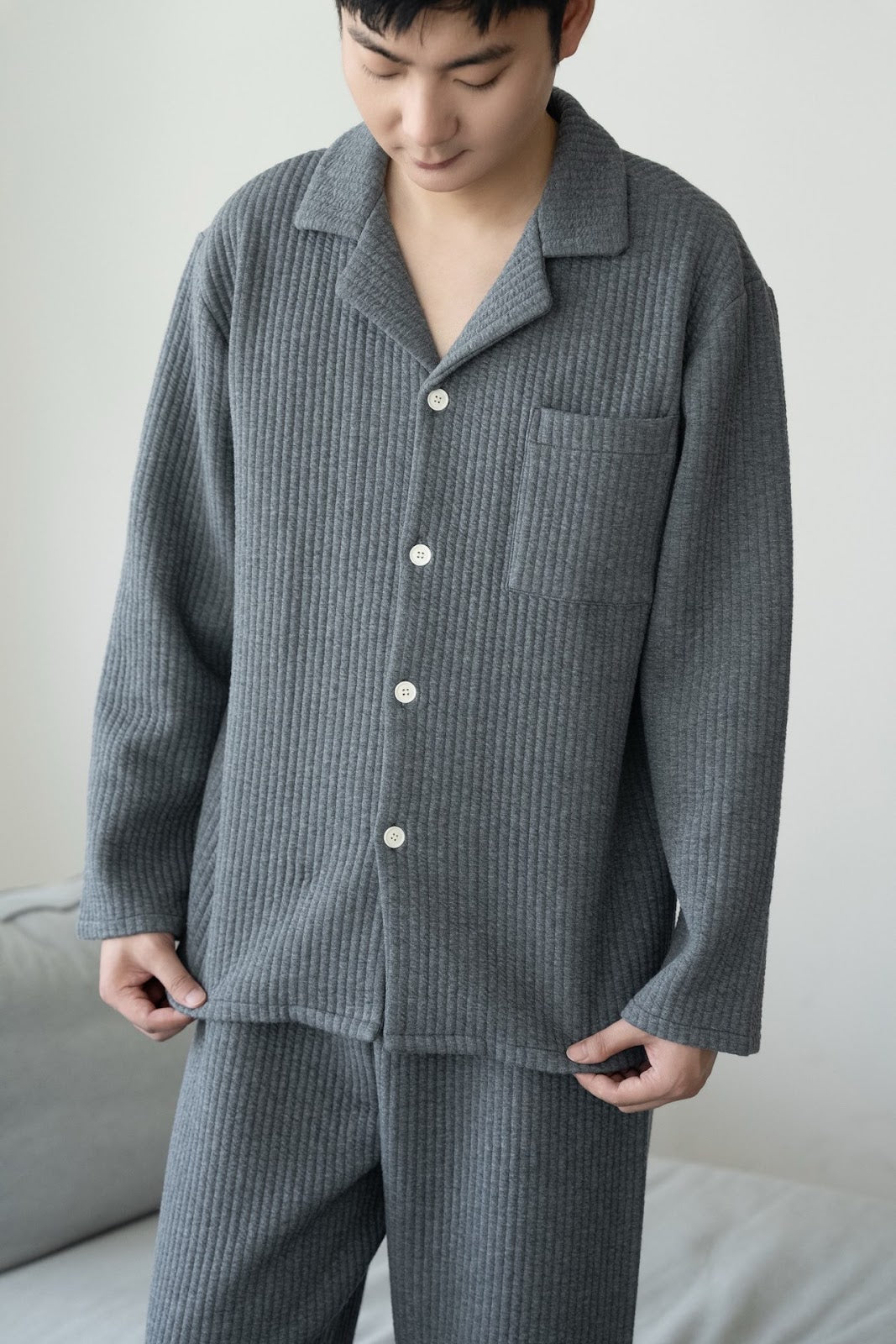 Baumwoll-Loungewear-Set für Paare, langärmelig