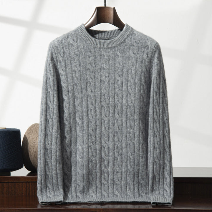 Herren-Kaschmirpullover, Zopfmuster, schweres Strickdesign