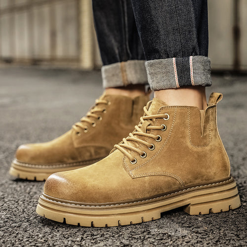 Modische Herren-Lederstiefel im Retro-Stil
