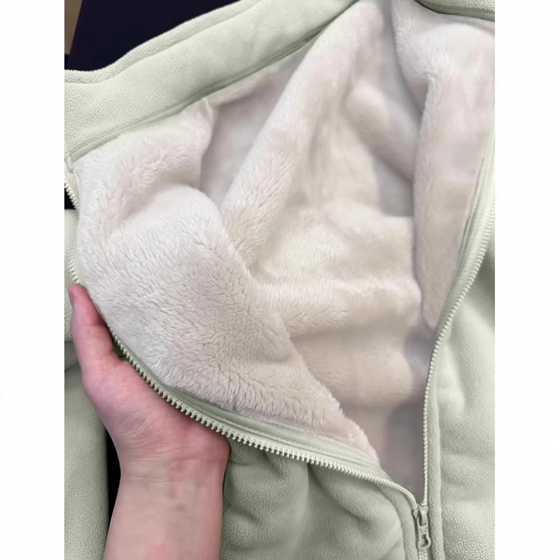 Gefütterte Fleece-Strickjacke mit Stehkragen für Damen