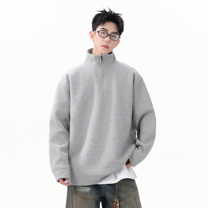 Herren-Sweatshirt mit Stehkragen und überschnittenen Schultern