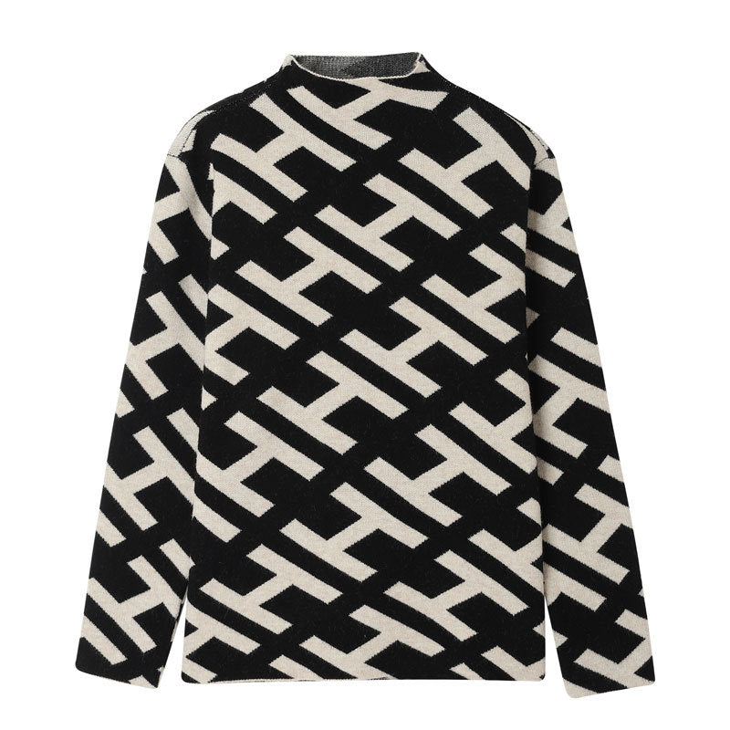 Damen-Strickpullover mit Buchstaben-Muster