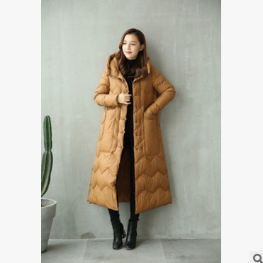 Lange Daunenjacke im Vintage-Stil mit Knebelverschlüssen