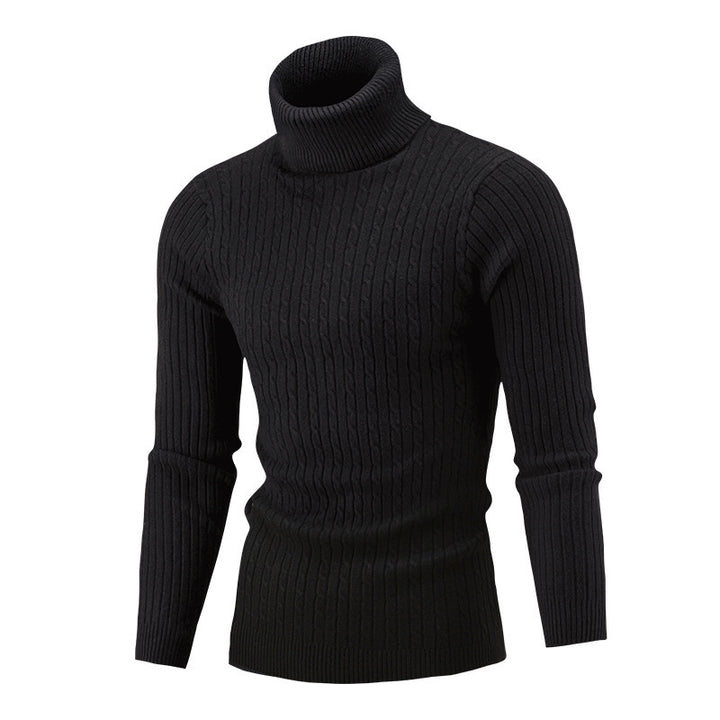 Herren-Strickpullover mit Rollkragen und Zopfmuster