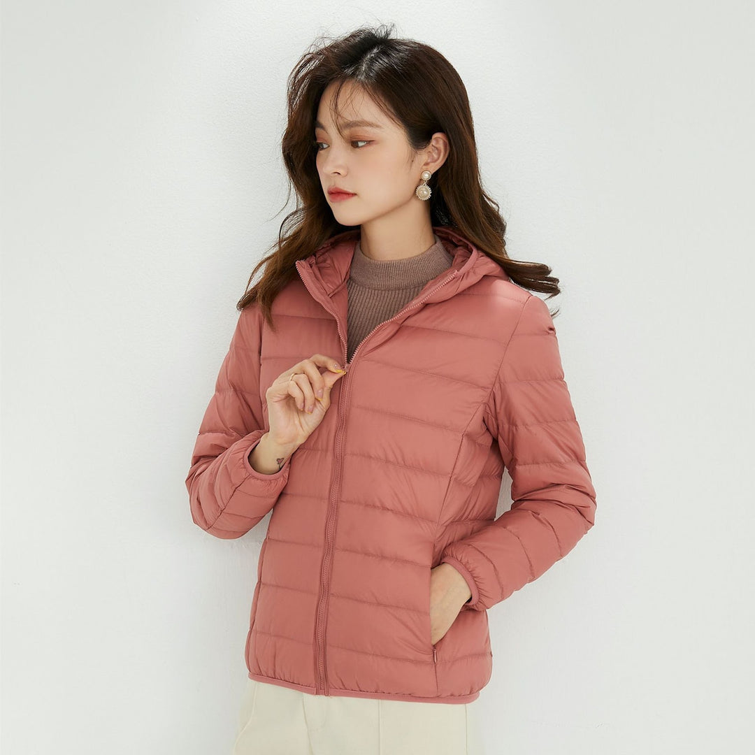Leichte Damen-Daunenjacke mit Stehkragen
