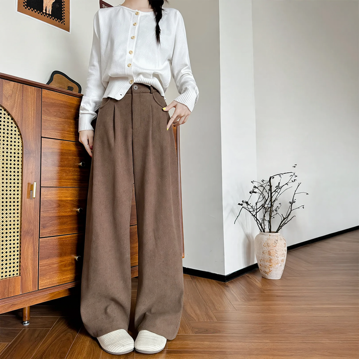 Elegante Cord-Hose für Damen, weit geschnitten