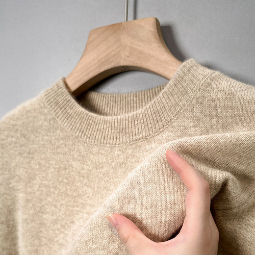Herren-Wollpullover, Rundhalsausschnitt, einfarbig