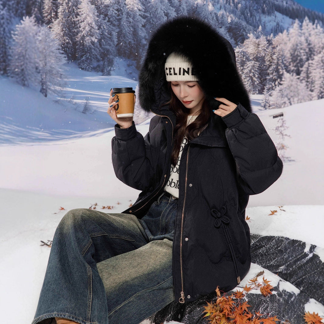 Übergroße Daunenjacke für Damen, mittellang, Weißentendaunen