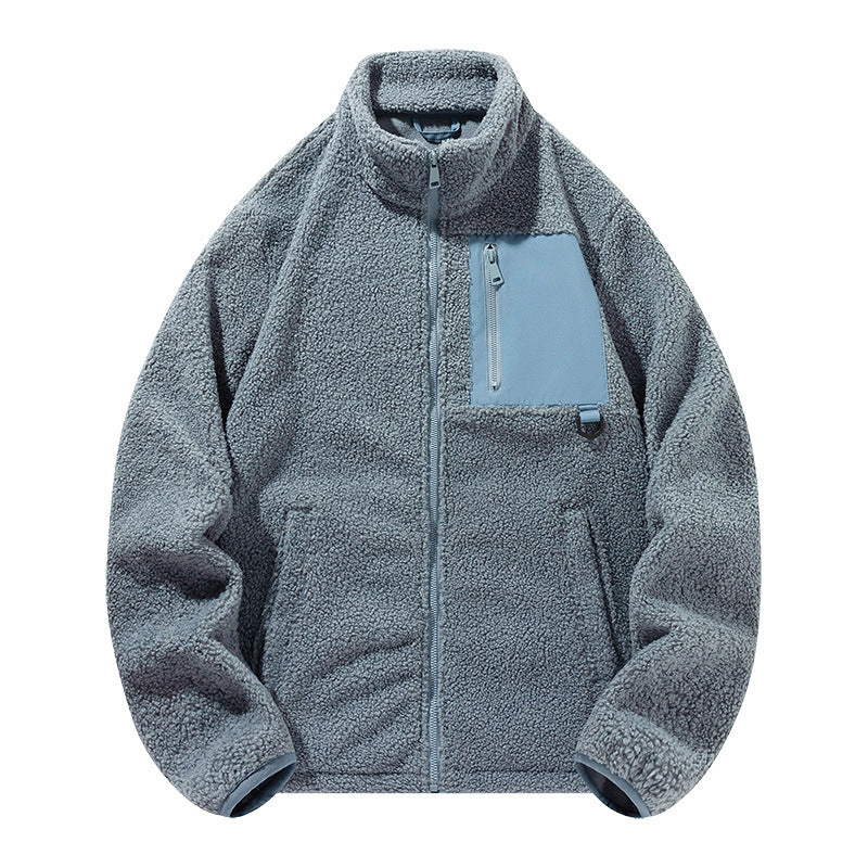 Unisex-Fleecejacke mit Stehkragen und Taschen