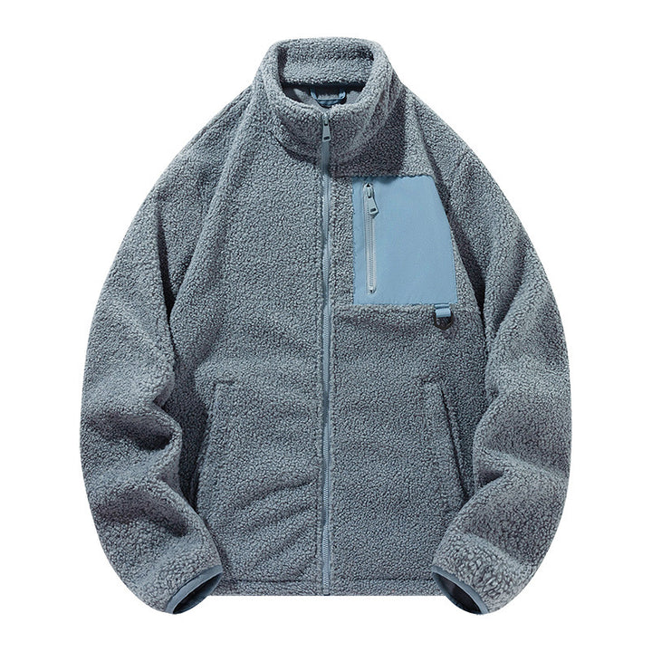 Unisex-Fleecejacke mit Stehkragen und Taschen