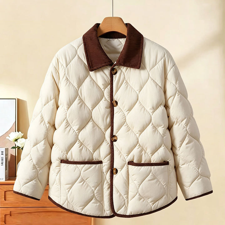 Damen-Steppjacke, leicht, tailliert, mit V-Ausschnitt
