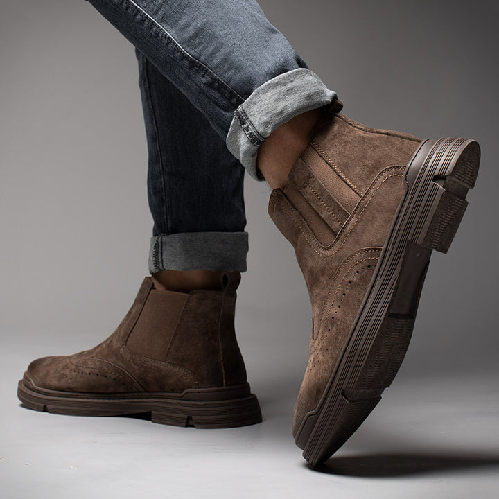 Herren-Chelsea-Boots aus Leder, gefüttert, flach