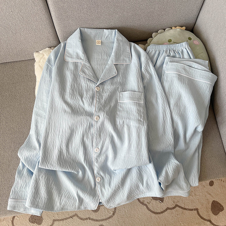 Herren-Pyjama aus weicher Baumwoll-Gaze, schlicht