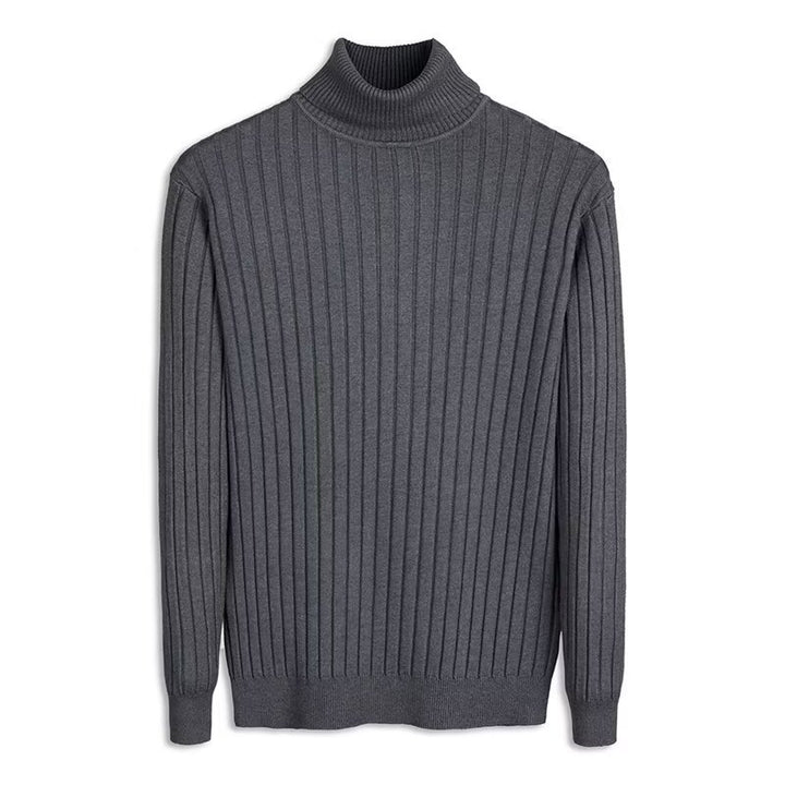 Herren-Strickpullover mit umschlagbarem Stehkragen