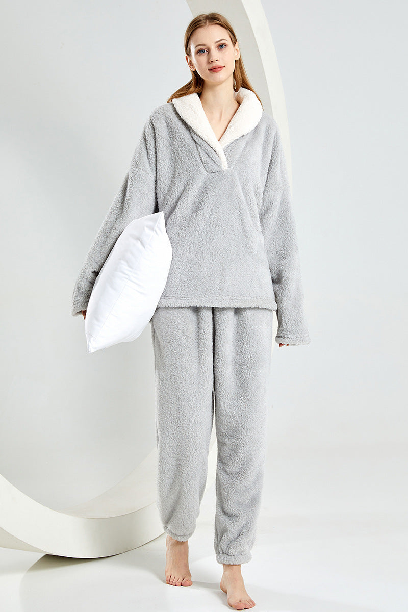 Damen-Schlafanzug-Set aus dickem, weichem Fleece