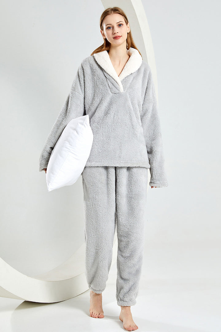 Damen-Schlafanzug-Set aus dickem, weichem Fleece