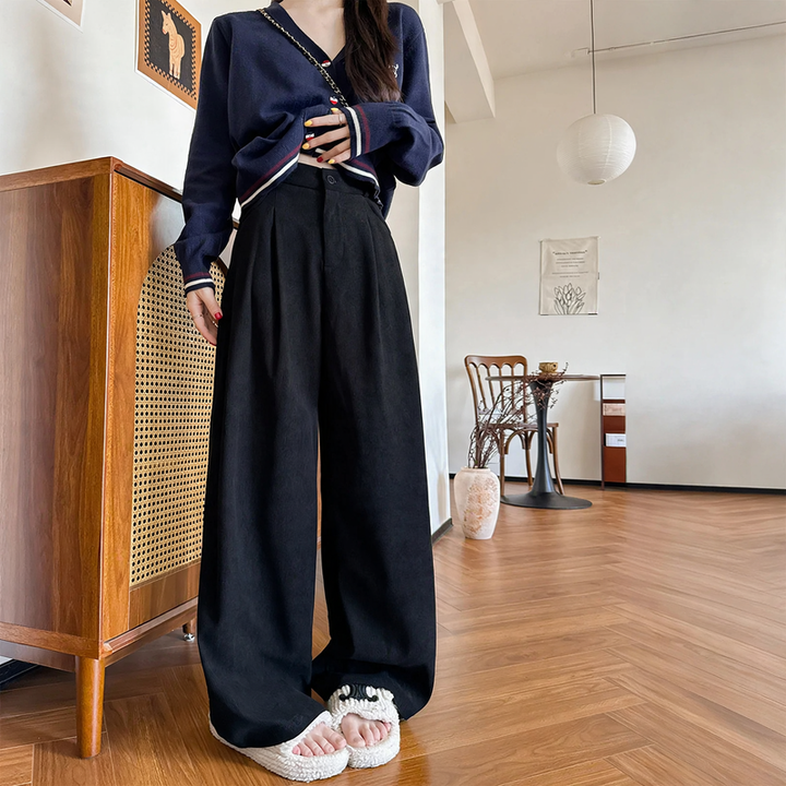 Elegante Cord-Hose für Damen, weit geschnitten