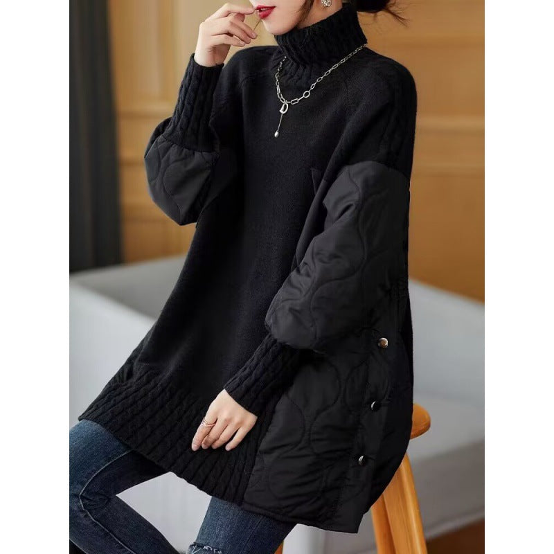 Damen-Pullover, Stehkragen, Fake-Zweiteiler-Optik, Winter