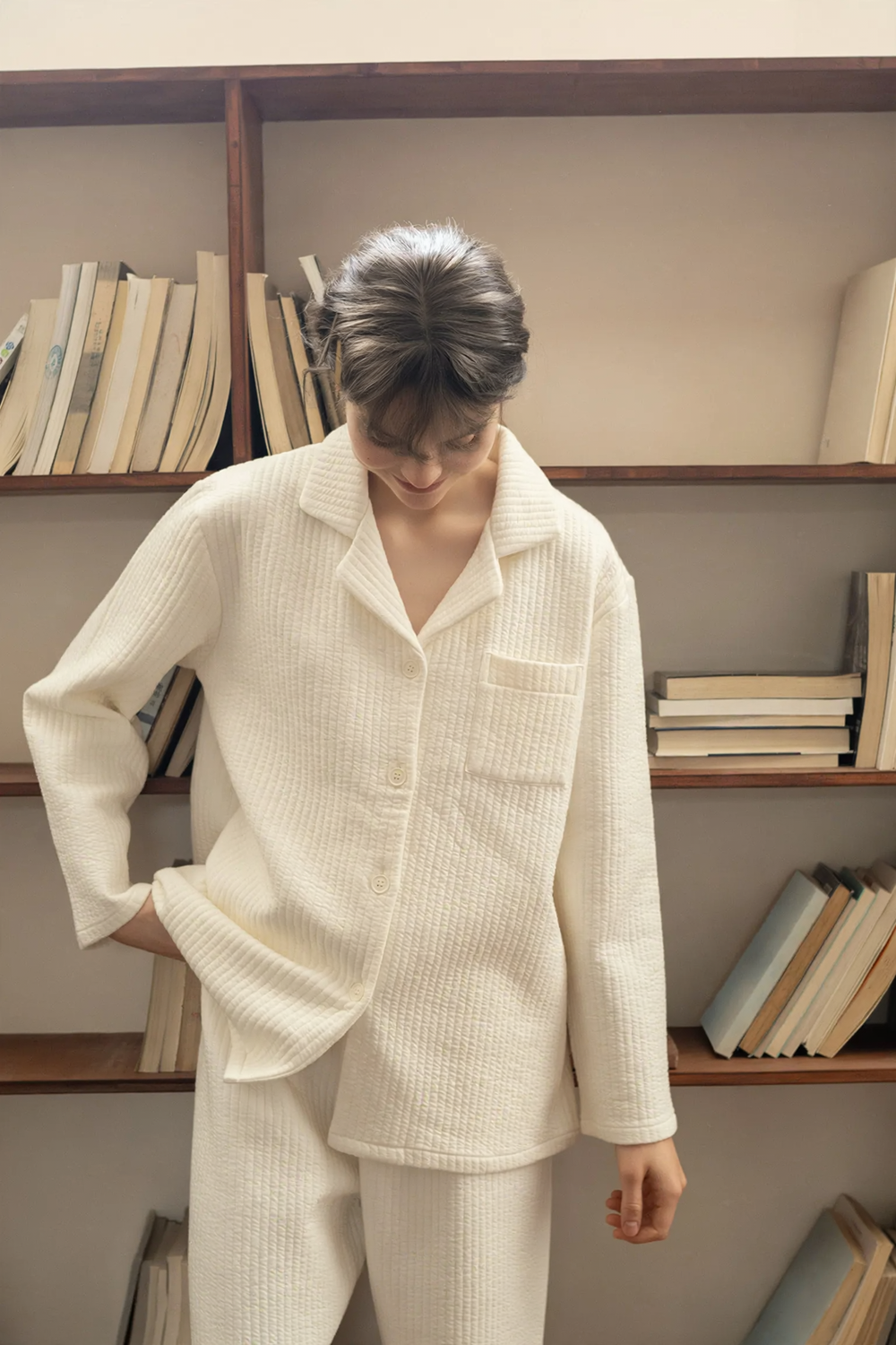 Baumwoll-Loungewear-Set für Paare, langärmelig