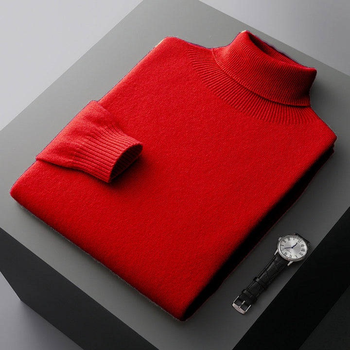 Herren-Rollkragenpullover aus 100% Wolle, nahtlos