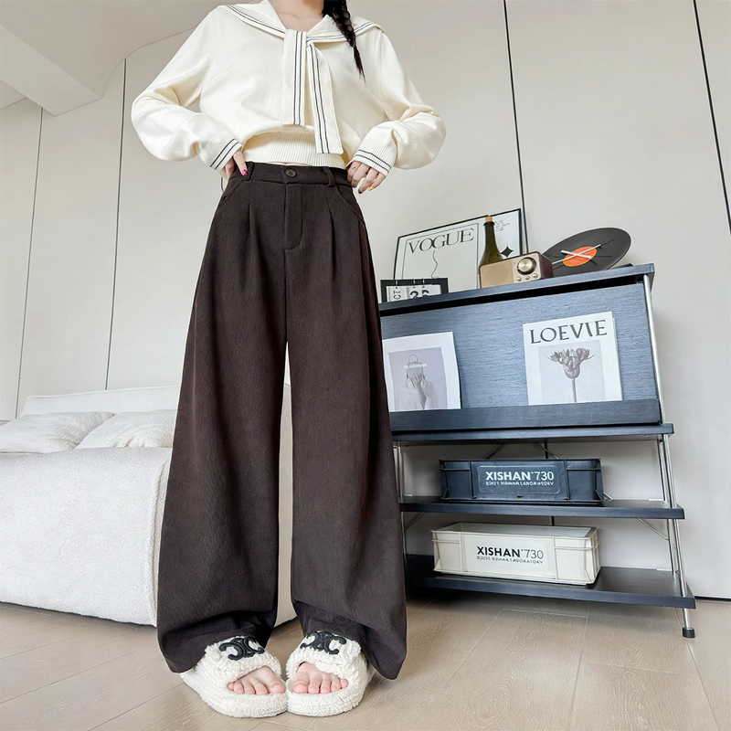 Elegante Cord-Hose für Damen, weit geschnitten