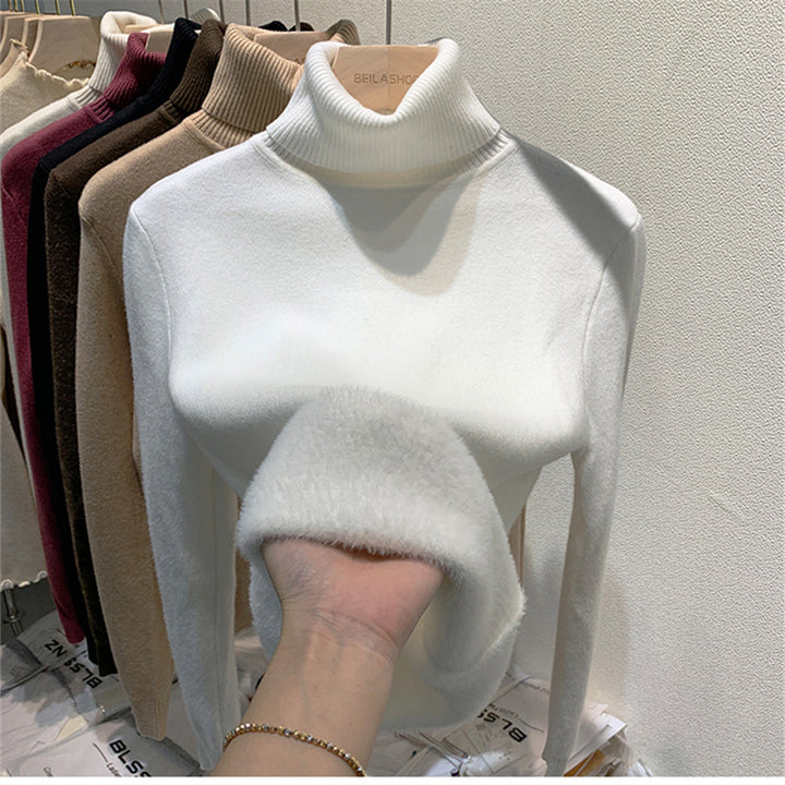 Herren-Strickpullover mit Fleecefutter und Stehkragen