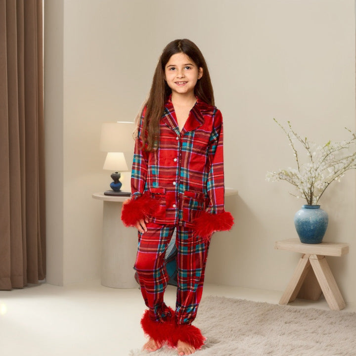 Weihnachtliches Partner-Schlafanzug-Set für Mutter und Tochter