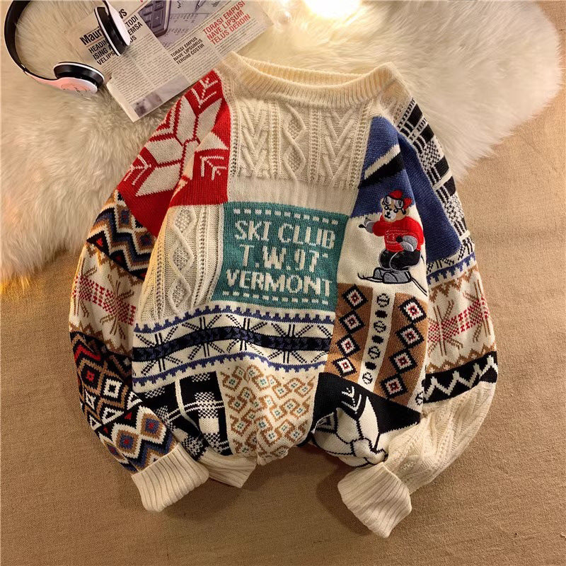 Gefütterter Strickpullover für Herren, weihnachtliches Design