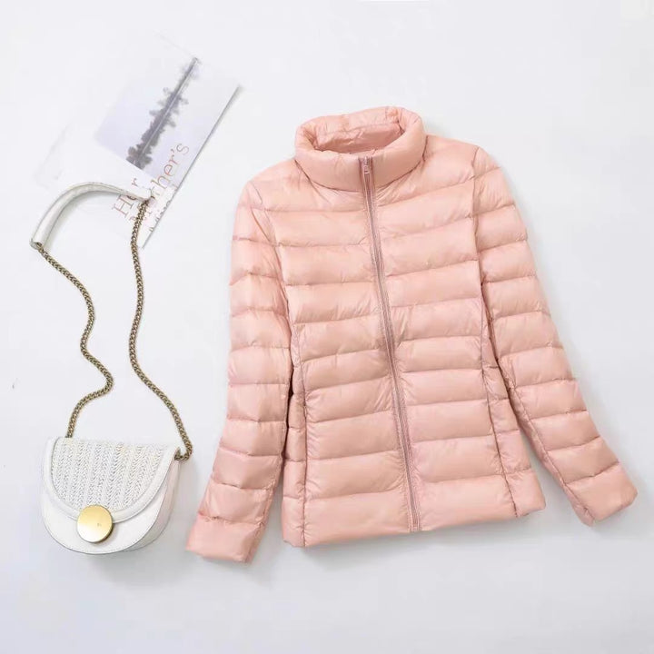 Leichte Damen-Daunenjacke mit Stehkragen, Weißentendaunen