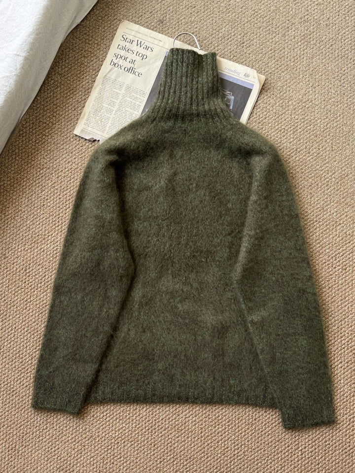 Damen-Rollkragenpullover aus 100% Schafwolle, locker