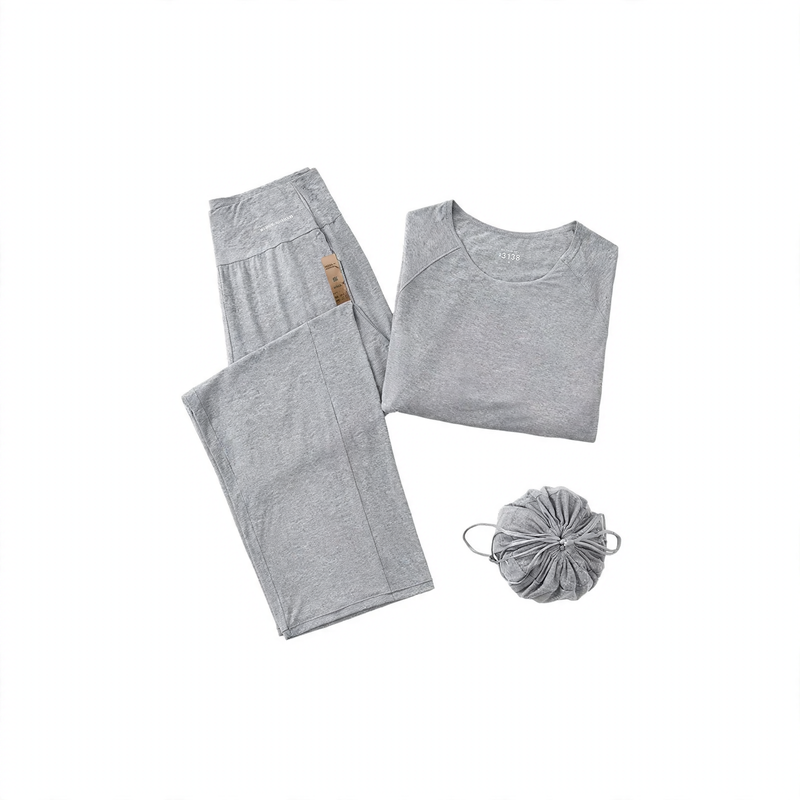 Herren-Schlafanzug-Set, atmungsaktiv, Rundhals