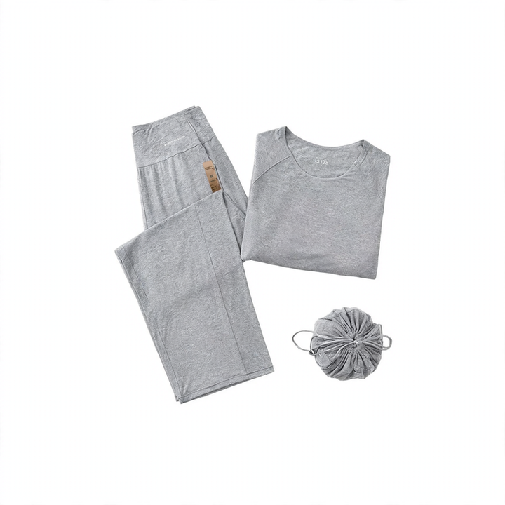 Herren-Schlafanzug-Set, atmungsaktiv, Rundhals