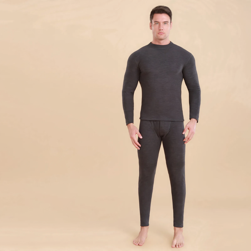Thermo-Unterwäsche-Set mit Lammfleece-Imitat, Stehkragen
