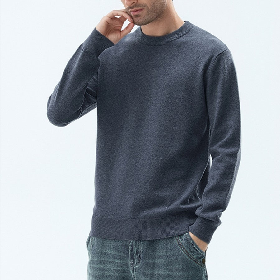 Herren-Wollmischpullover mit Rundhals