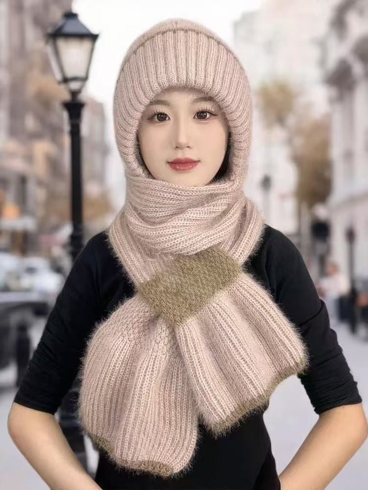 Strickmützen- und Schal-Set, gefüttert, Winter