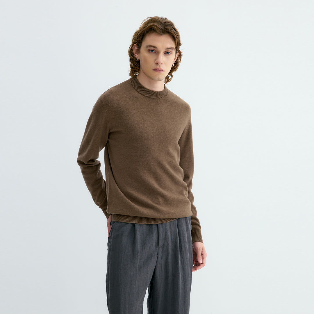 Herren Pullover aus 100% Schafwolle, Stehkragen