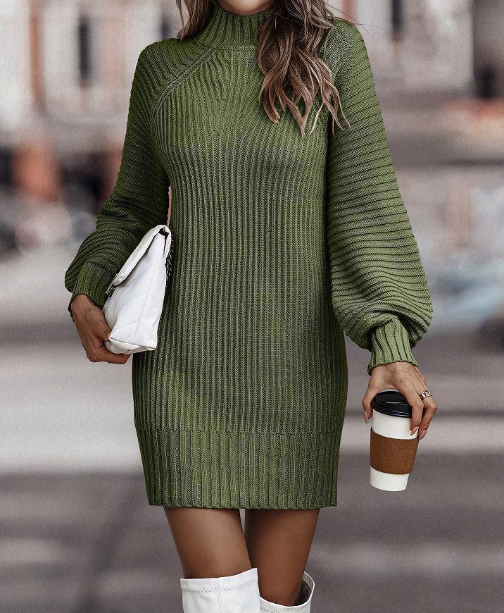 Damen-Strickkleid, Rollkragen, langärmlig