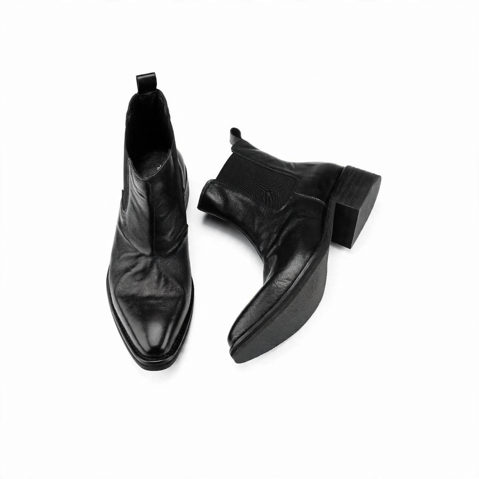 Elegante Herren-Lederstiefel mit Keilabsatz