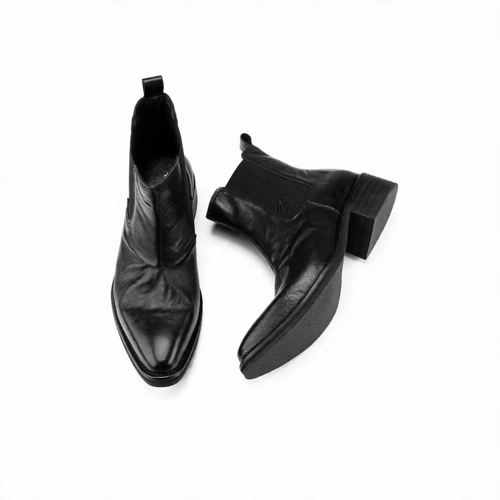 Elegante Herren-Lederstiefel mit Keilabsatz