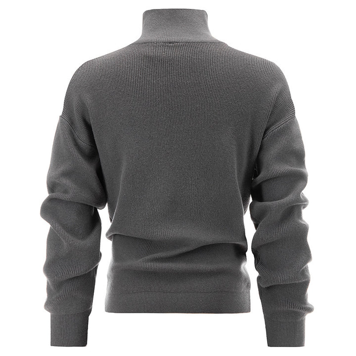 Herren-Strickpullover mit hohem Kragen und Reißverschluss